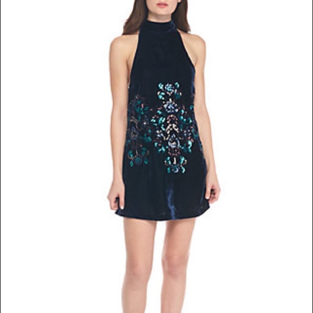 Blue Velvet Free People Embroidered Dress